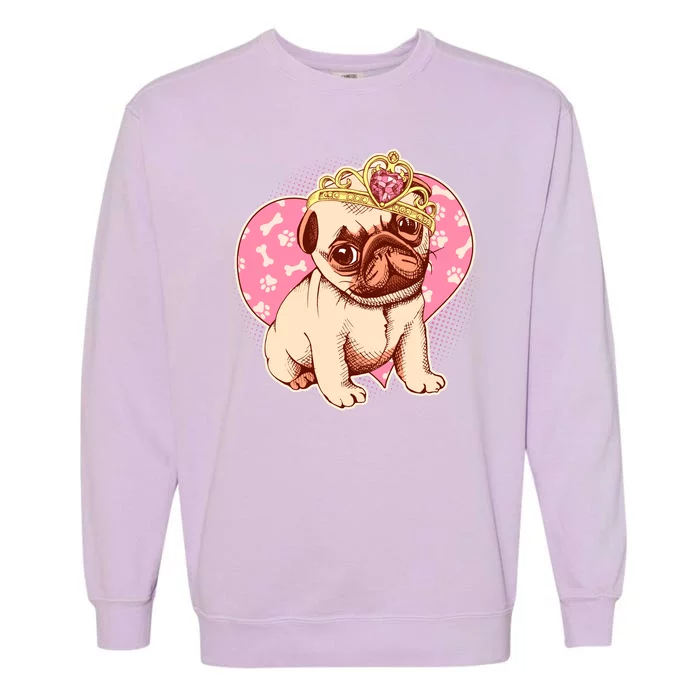 Cute Princess Pug Dog Garment-Dyed Sweatshirt