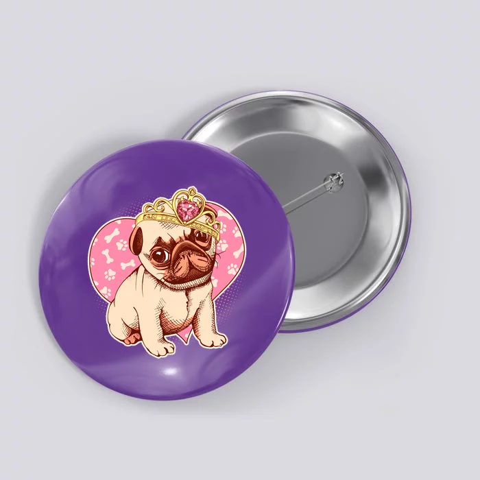 Cute Princess Pug Dog Button