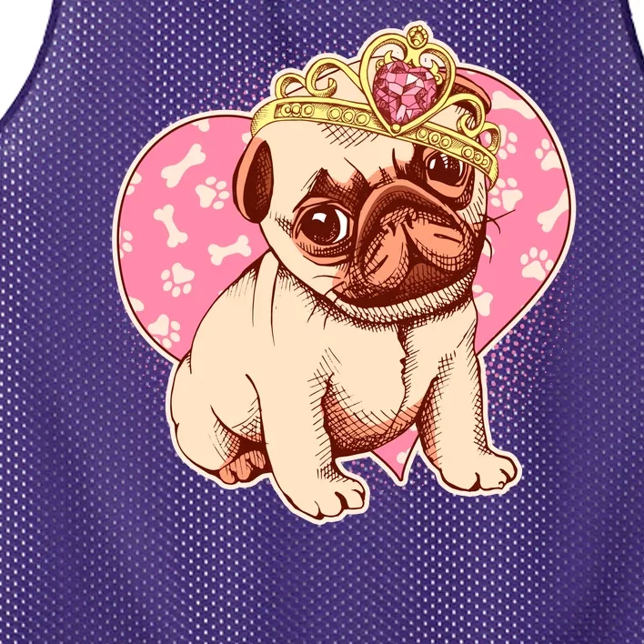 Cute Princess Pug Dog Mesh Reversible Basketball Jersey Tank