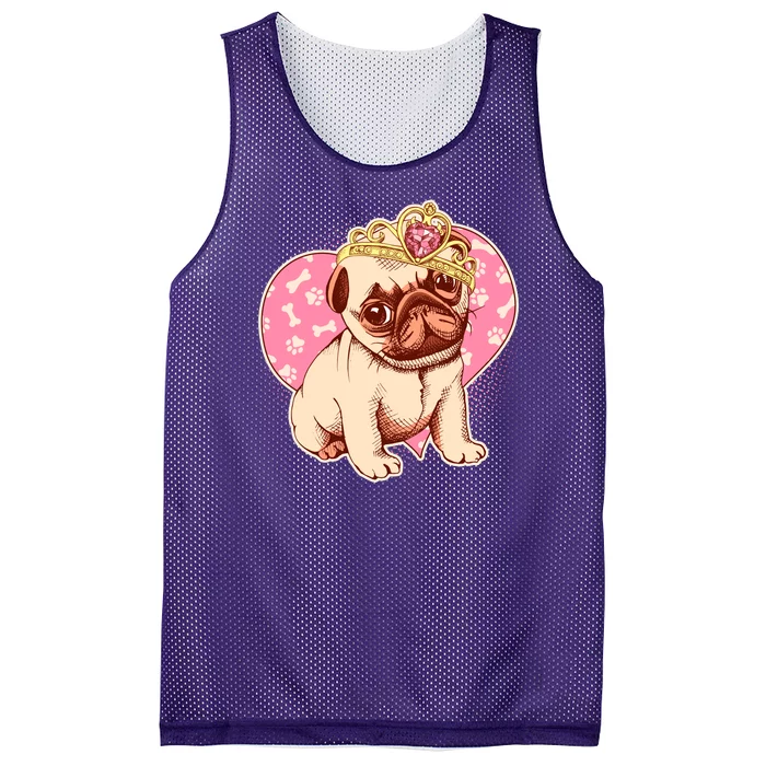 Cute Princess Pug Dog Mesh Reversible Basketball Jersey Tank