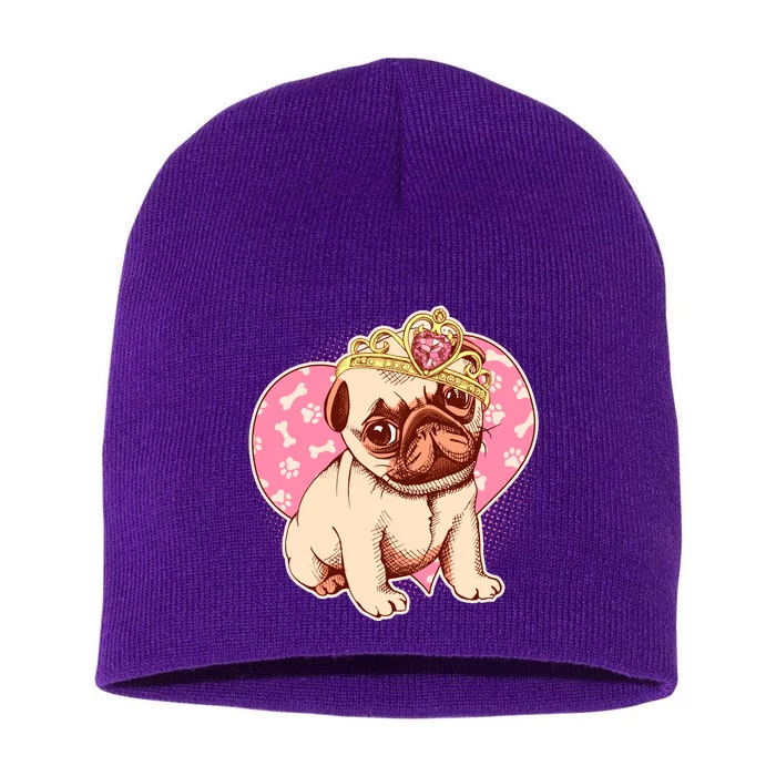 Cute Princess Pug Dog Short Acrylic Beanie