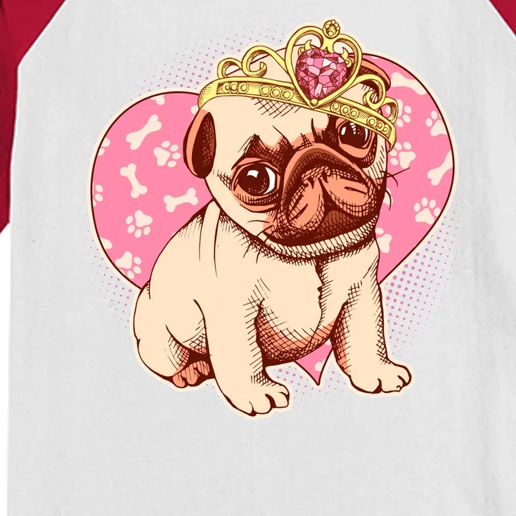 Cute Princess Pug Dog Kids Colorblock Raglan Jersey