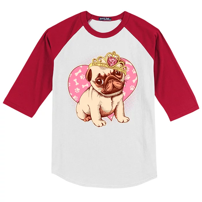 Cute Princess Pug Dog Kids Colorblock Raglan Jersey