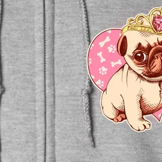 Cute Princess Pug Dog Full Zip Hoodie