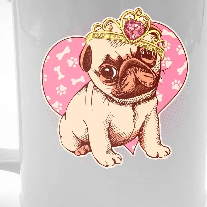 Cute Princess Pug Dog Front & Back Beer Stein