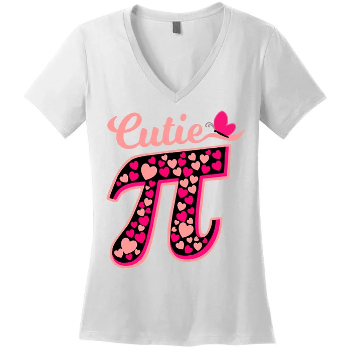 Cutie Pie Pie Day Shirt Butterfly And Hearts Women's V-Neck T-Shirt