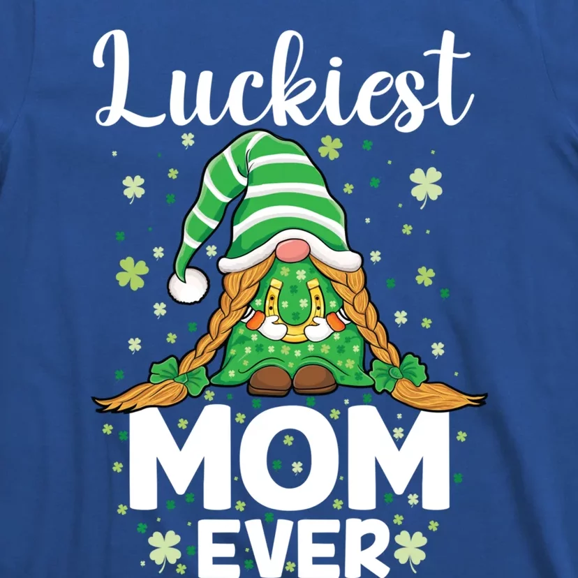 Check Plaid Pattern Luckiest Mom Ever St Patrick Day Gnomes Gift T-Shirt