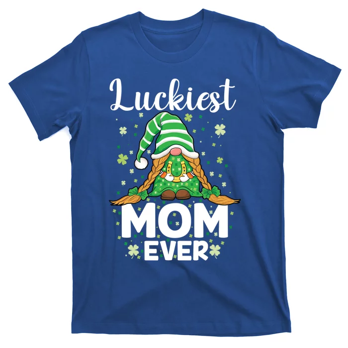 Check Plaid Pattern Luckiest Mom Ever St Patrick Day Gnomes Gift T-Shirt