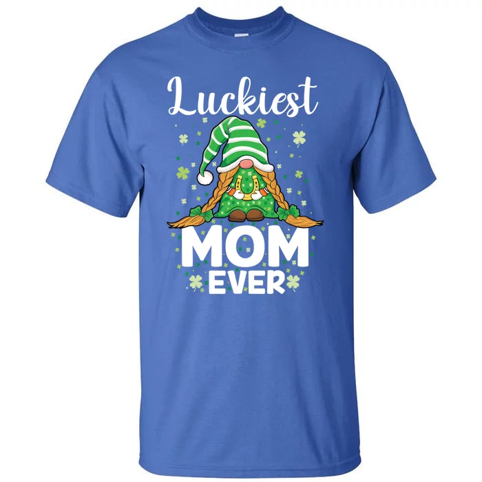 Check Plaid Pattern Luckiest Mom Ever St Patrick Day Gnomes Gift Tall T-Shirt