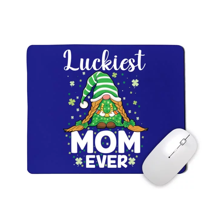 Check Plaid Pattern Luckiest Mom Ever St Patrick Day Gnomes Gift Mousepad