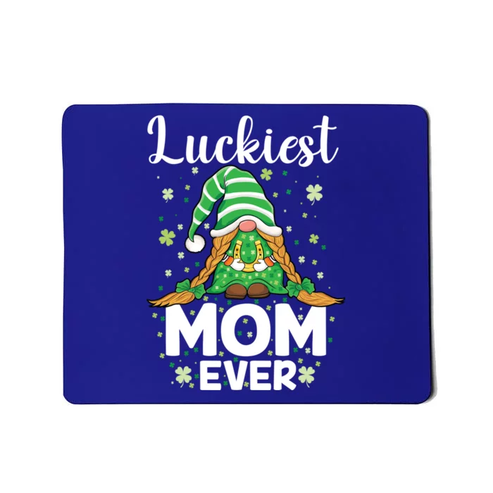 Check Plaid Pattern Luckiest Mom Ever St Patrick Day Gnomes Gift Mousepad