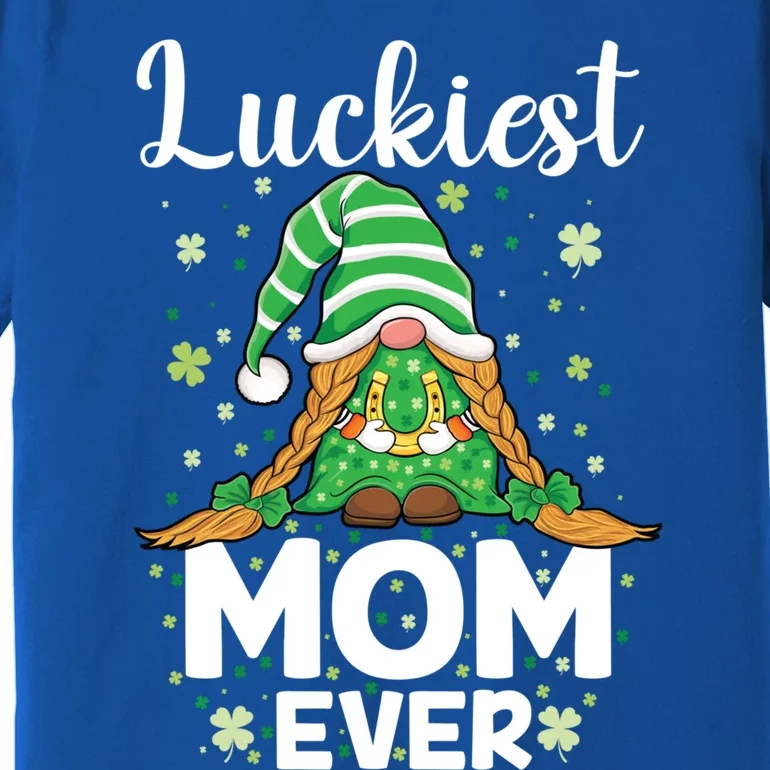 Check Plaid Pattern Luckiest Mom Ever St Patrick Day Gnomes Gift Premium T-Shirt