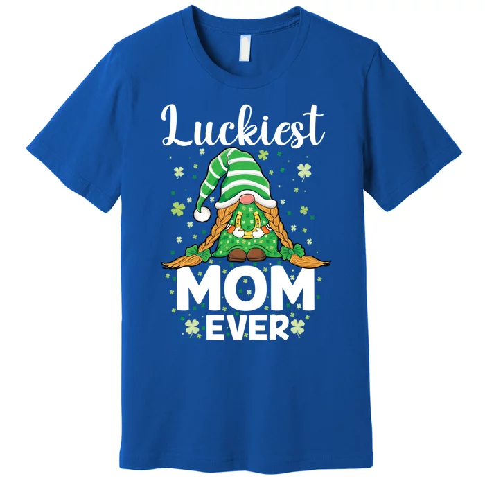 Check Plaid Pattern Luckiest Mom Ever St Patrick Day Gnomes Gift Premium T-Shirt