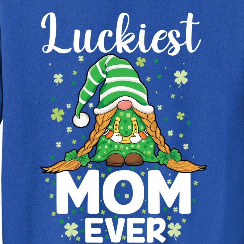 Check Plaid Pattern Luckiest Mom Ever St Patrick Day Gnomes Gift Tall Sweatshirt