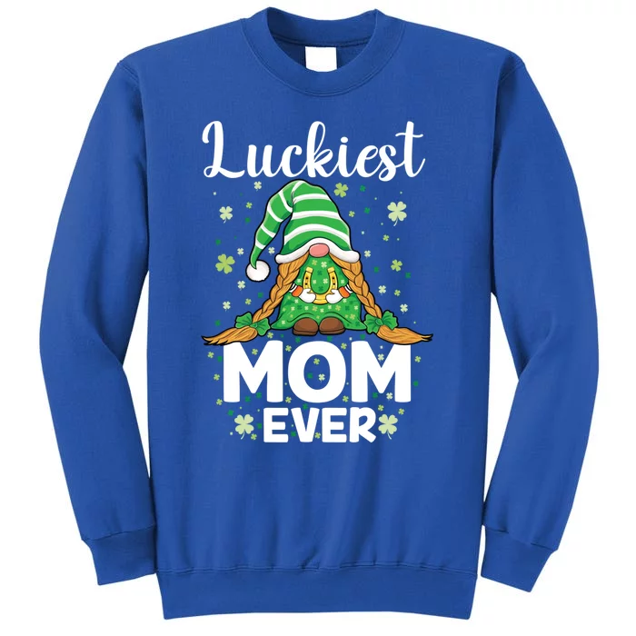 Check Plaid Pattern Luckiest Mom Ever St Patrick Day Gnomes Gift Tall Sweatshirt