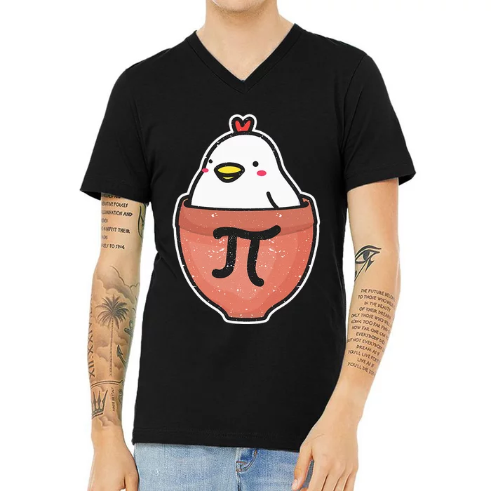 Chicken Pot Pi Day Funny Math Teacher Mathematics Lover V-Neck T-Shirt