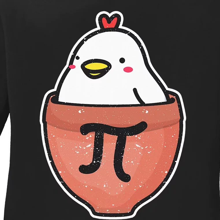 Chicken Pot Pi Day Funny Math Teacher Mathematics Lover Ladies Long Sleeve Shirt