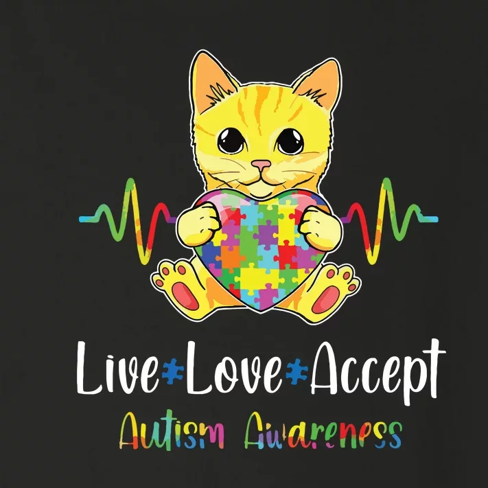 Cat Puzzle Piece Live Love Accept Autism Awareness Toddler Long Sleeve Shirt