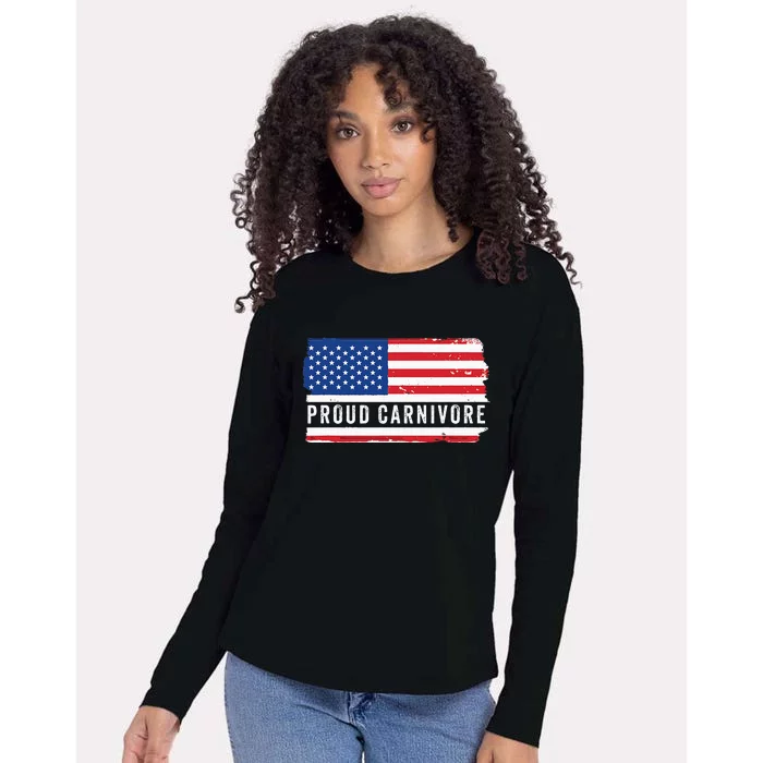 Carnivore Protein Pride Usa Us Flag Diet Meat Eater Keto Womens Cotton Relaxed Long Sleeve T-Shirt