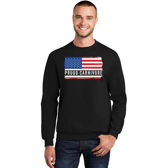 Carnivore Protein Pride Usa Us Flag Diet Meat Eater Keto Tall Sweatshirt