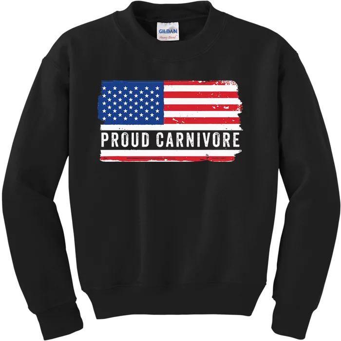 Carnivore Protein Pride Usa Us Flag Diet Meat Eater Keto Kids Sweatshirt