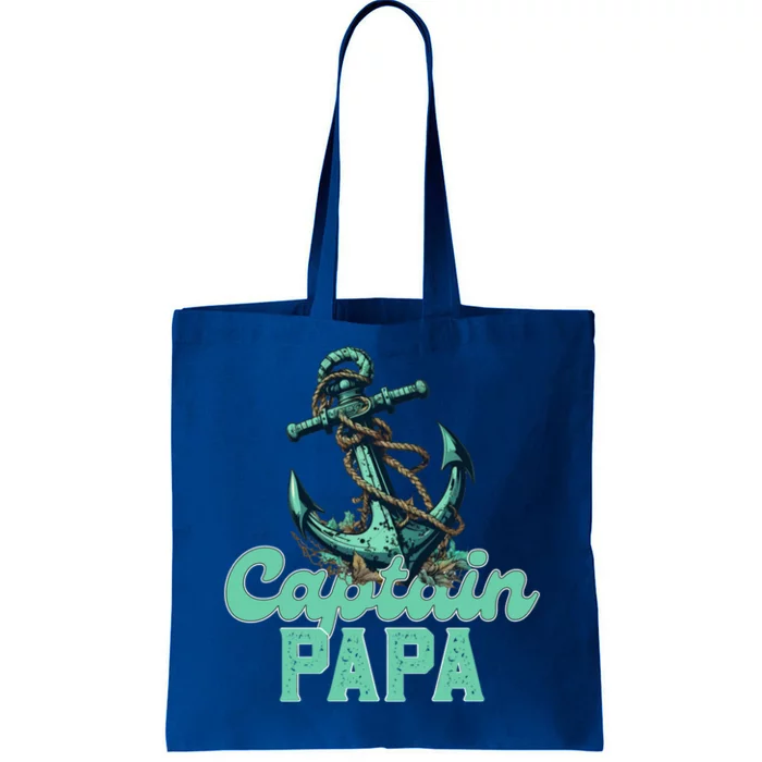 Captain Papa Pontoon Sailing Boat Dad Daddy Fathers Day Gift Tote Bag