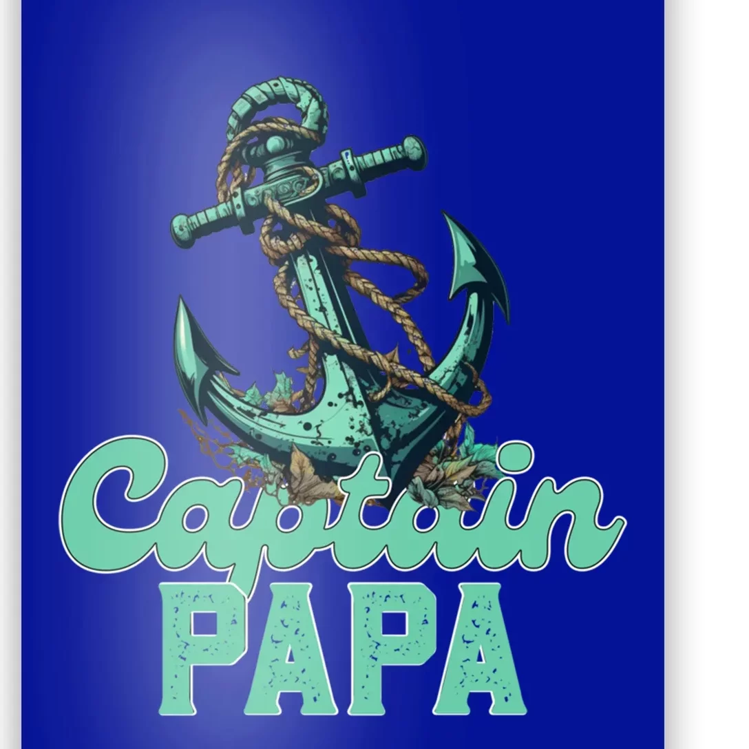 Captain Papa Pontoon Sailing Boat Dad Daddy Fathers Day Gift Poster