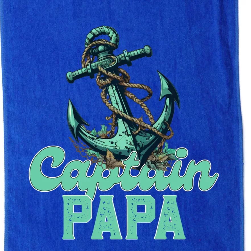 Captain Papa Pontoon Sailing Boat Dad Daddy Fathers Day Gift Platinum Collection Golf Towel