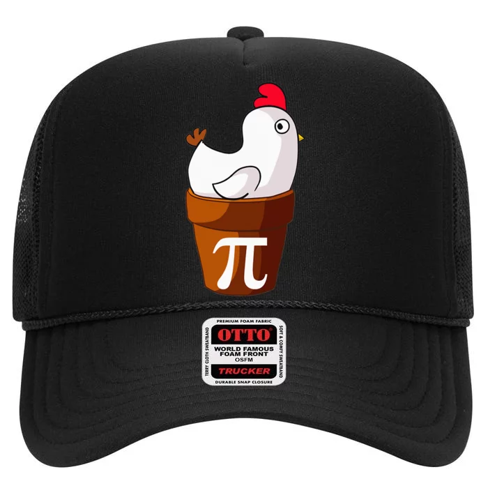 Chicken Pot Pi Funny Pie Day Cartoon Chicken Pot Pi High Crown Mesh Trucker Hat