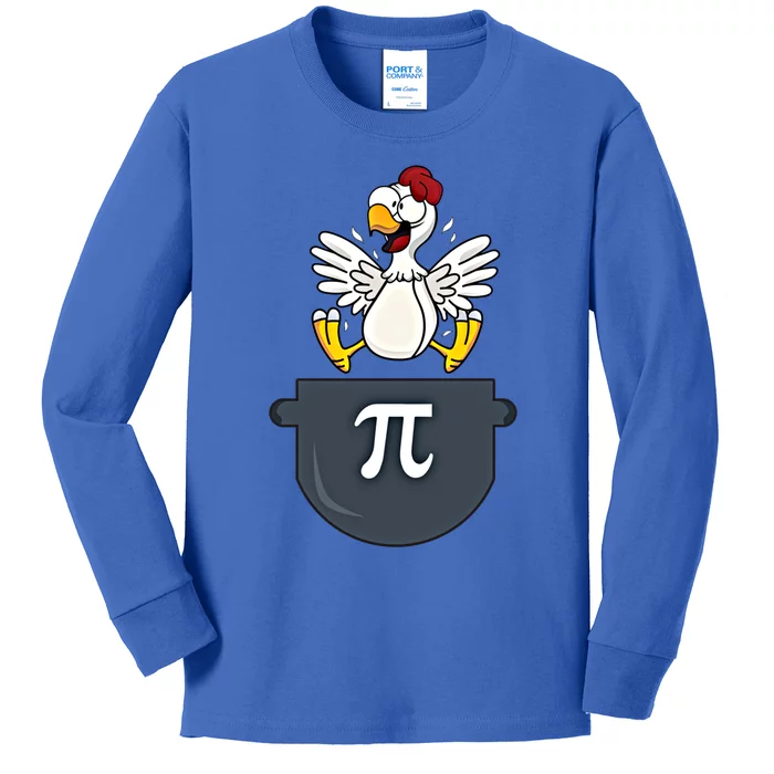 Chicken Pot Pie Funny Pi Day Pun Math Numbers 3 14 March 14 Gift Kids Long Sleeve Shirt