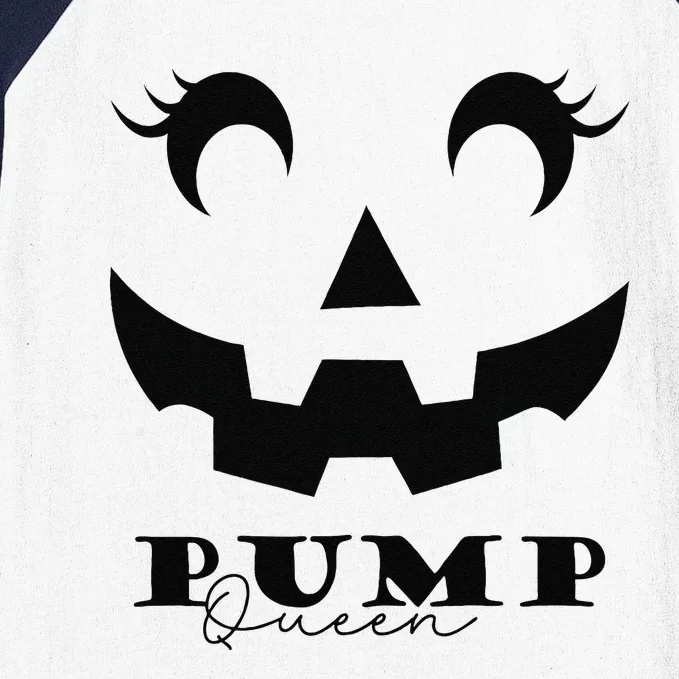 Cute Pumpqueen Pumpkin Face Halloween Costume Baseball Sleeve Shirt