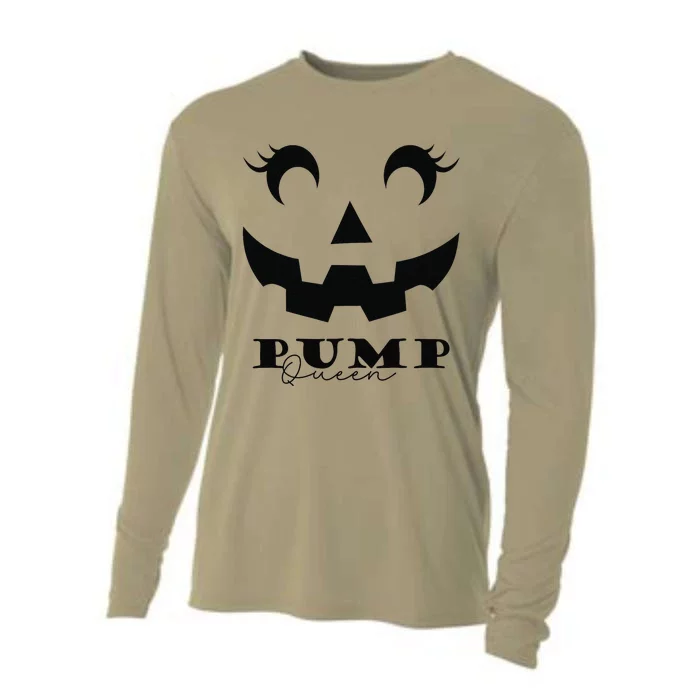 Cute Pumpqueen Pumpkin Face Halloween Costume Cooling Performance Long Sleeve Crew