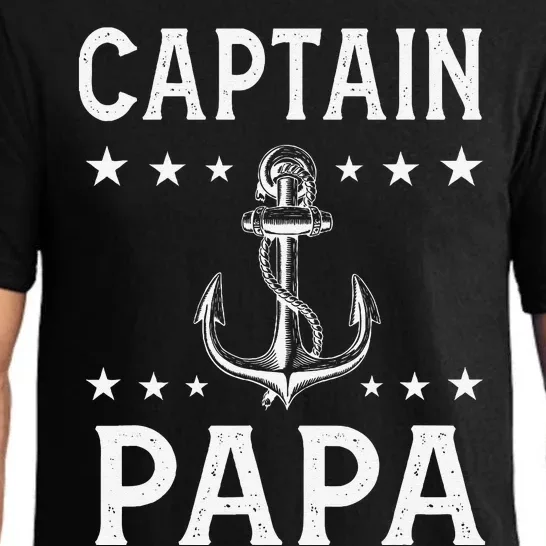 Captain Pappa Pontoon Boat Fishing Sailor Cool Anchor Star Pajama Set