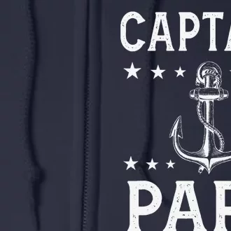 Captain Pappa Pontoon Boat Fishing Sailor Cool Anchor Star Full Zip Hoodie