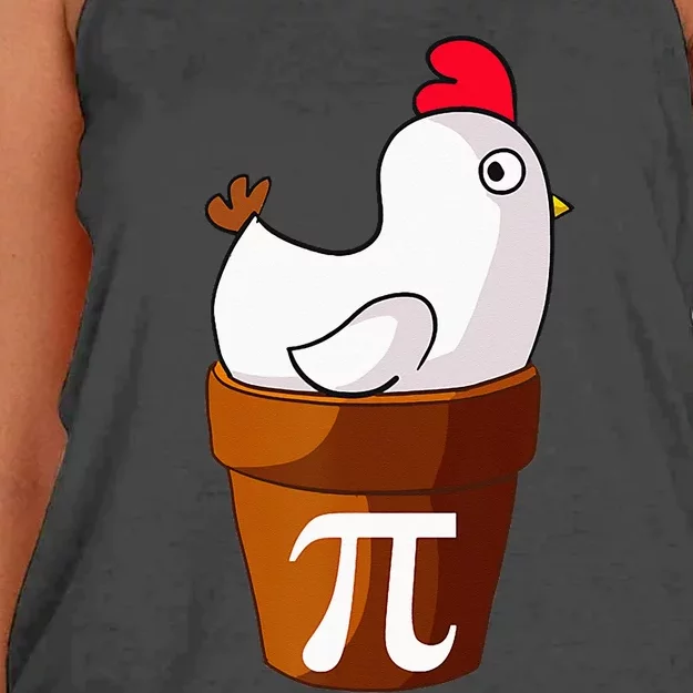 Chicken Pot Pie Funny Math Pun Chicken Pot Pi Women's Knotted Racerback Tank