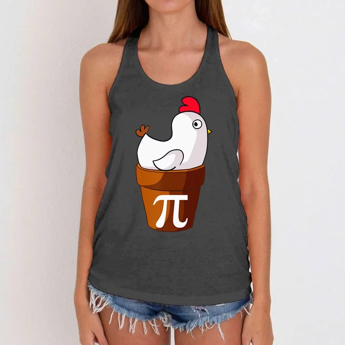 Chicken Pot Pie Funny Math Pun Chicken Pot Pi Women's Knotted Racerback Tank