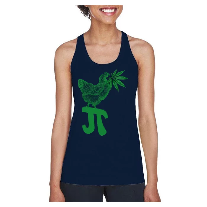 Chicken Pot Pie Pi Day Weed Pun Math Numbers March 3.14 Women's Racerback Tank