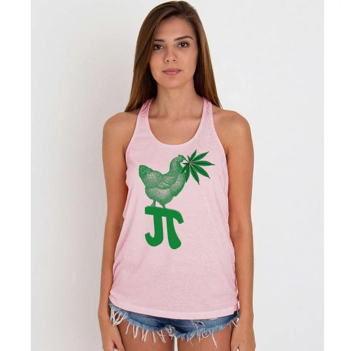 Chicken Pot Pie Pi Day Weed Pun Math Numbers March 3.14 Women's Knotted Racerback Tank