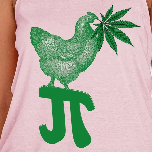 Chicken Pot Pie Pi Day Weed Pun Math Numbers March 3.14 Women's Knotted Racerback Tank