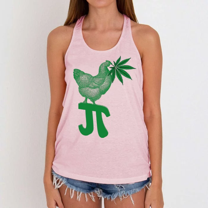 Chicken Pot Pie Pi Day Weed Pun Math Numbers March 3.14 Women's Knotted Racerback Tank