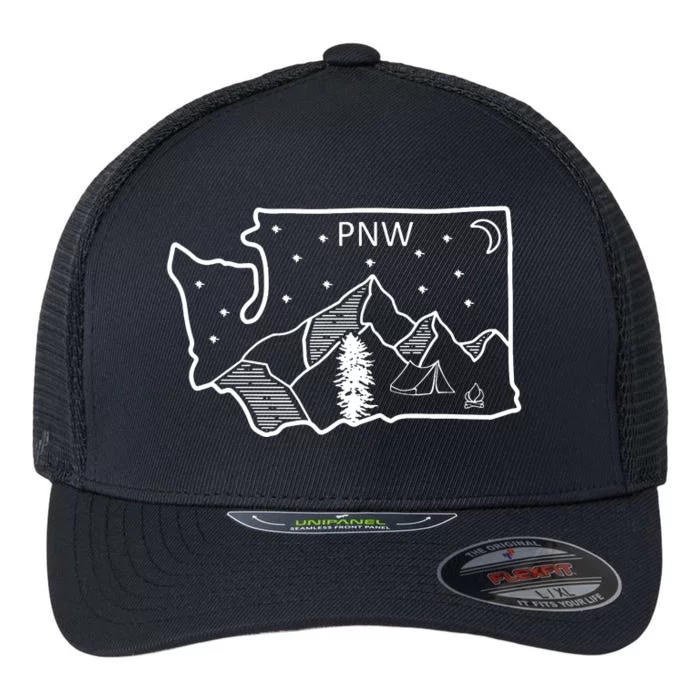 Cool Pnw Pacific Northwest Washington Flexfit Unipanel Trucker Cap