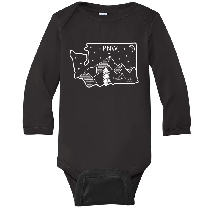 Cool Pnw Pacific Northwest Washington Baby Long Sleeve Bodysuit