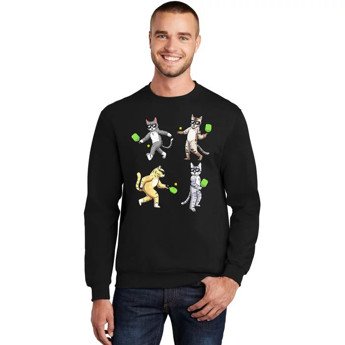 Cats Playing Pickleball Tall Sweatshirt