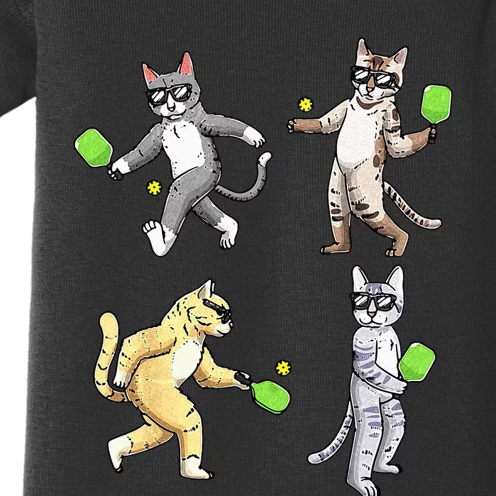 Cats Playing Pickleball Baby Bodysuit