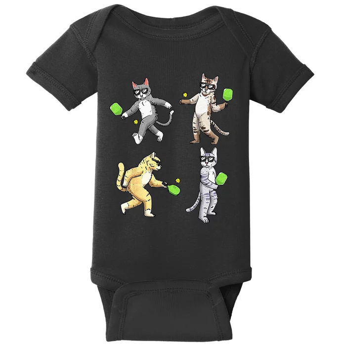 Cats Playing Pickleball Baby Bodysuit