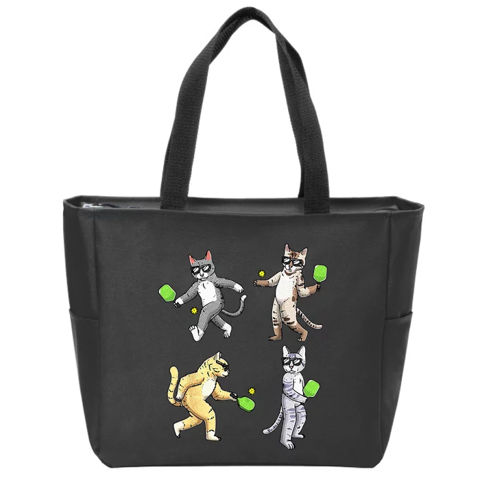 Cats Playing Pickleball Zip Tote Bag