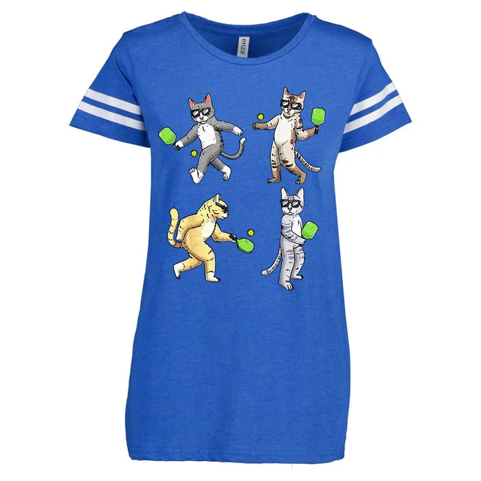 Cats Playing Pickleball Enza Ladies Jersey Football T-Shirt