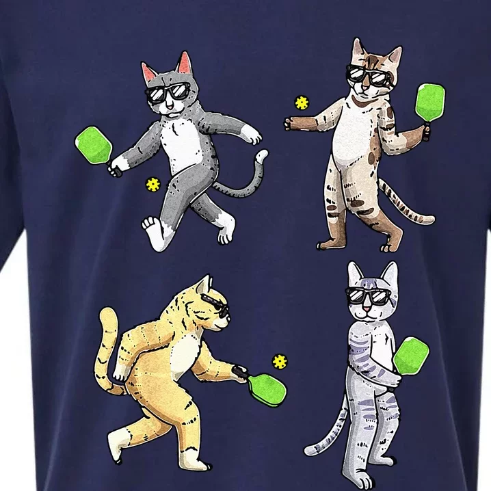 Cats Playing Pickleball Sueded Cloud Jersey T-Shirt