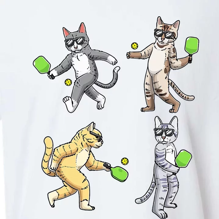 Cats Playing Pickleball Sueded Cloud Jersey T-Shirt