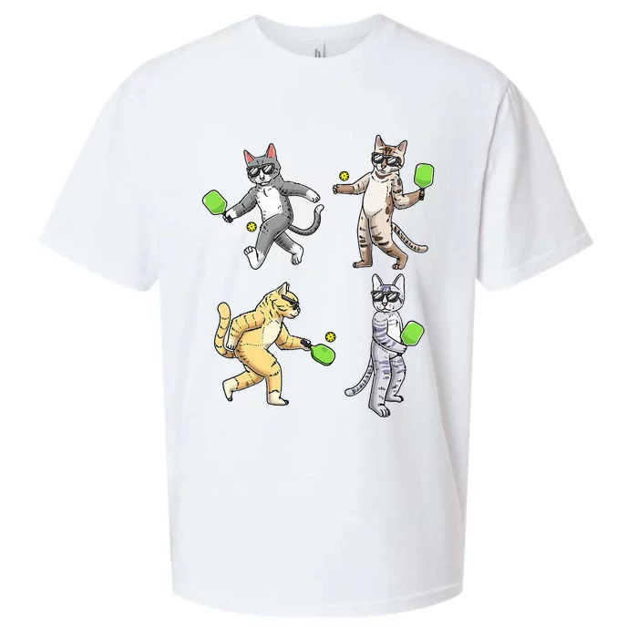 Cats Playing Pickleball Sueded Cloud Jersey T-Shirt